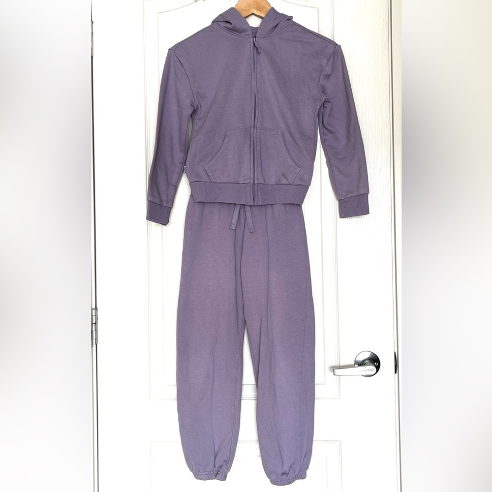 George Girls Purple/Lavender Zip Up Hoodie and Jogger Sweatpants Set, Size 7-8